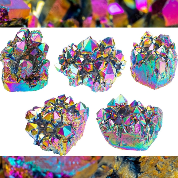 Boho Rainbow Aura Oil Slick Titanium Amethyst Quartz Crystal Wine Bottle Stopper - Picture 15 of 16